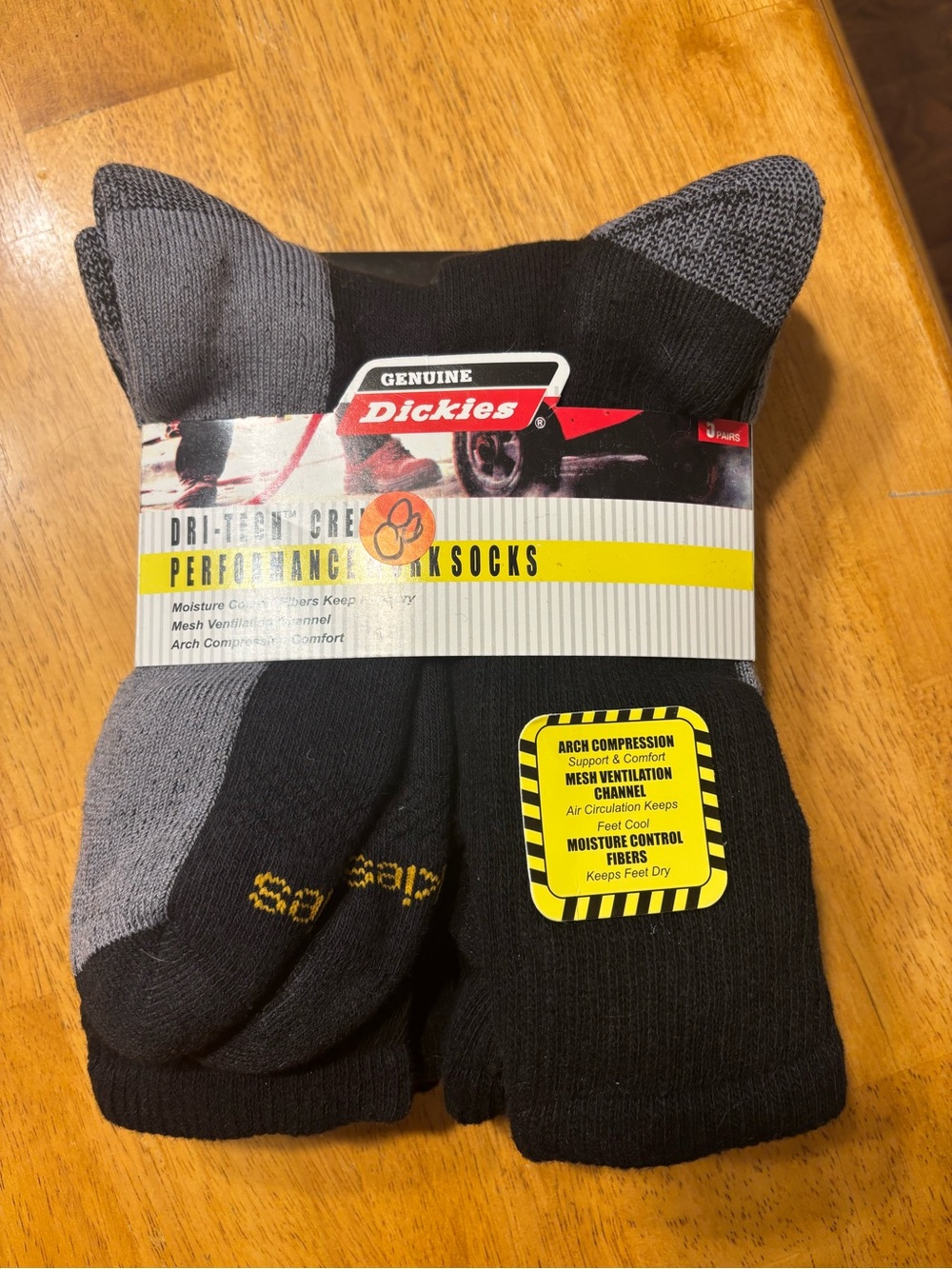 Dickies Men's Black & Gray Performance Crew Socks - 5 pack - Sz 6-12 shoe size